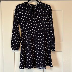 LOFT Black and White A-line Dress with Bishop Sleeves